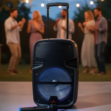 Parlante 15 Portatil Usb Luces Led Bluetooth Karaoke 8000w 100rms Microfono Inalambrico Bateria Y 220v Muy Buen Sonido Negro
