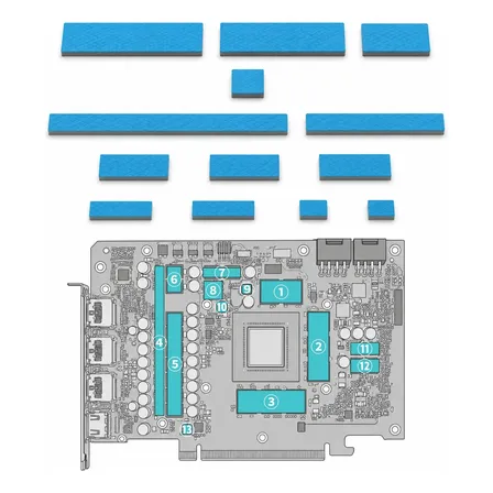 Kit Thermal Pads Palit Geforce Rtx 3070 3070ti Gamerock 8gb Gris Oscuro