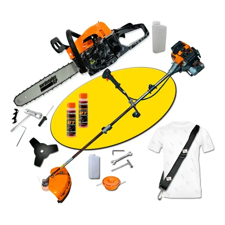 Desmalezadora Moto Guadaña Nafta Lusqtoff 52cc + Motosierra