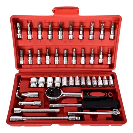 Set Caja Herramientas Juego Llave Tubo Kit 46 Piezas Estuche Rojo