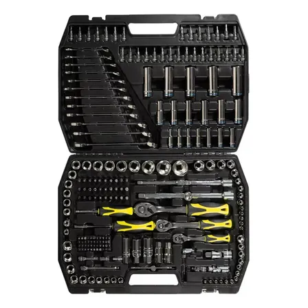 Set Kit Juego Bocallaves Crossmaster 216 Pzas 1/4 1/2 3/8 Color Negro