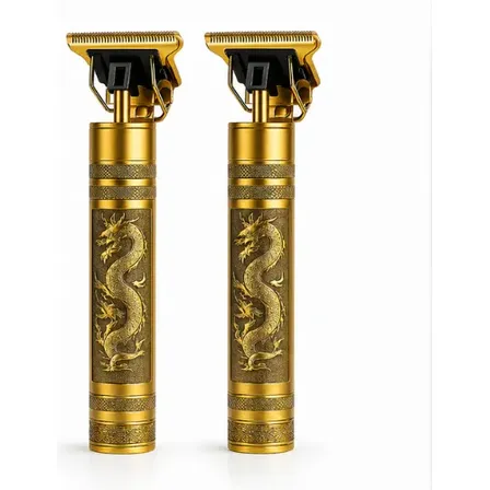 Pack X2 Afeitadora Corta Pelo Barba Vintage Metalica Pro Usb Dorado Oscuro