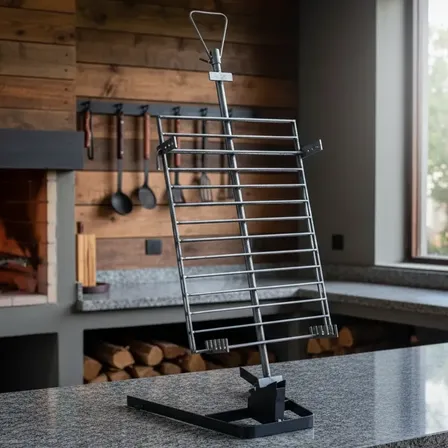 Asador Estaca Libro Hierro  Emparrillado 62 X 44 C/base Reg