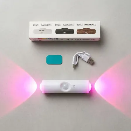Lámpara Led Sensor Movimiento Rgb Recargable Blanco
