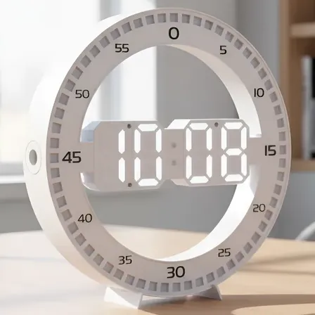 Reloj Digital Redondo Led De Pared O Escritorio Con Alarma