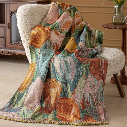 Manta Decorativa 180 X 130 Cm Naranja Oscuro