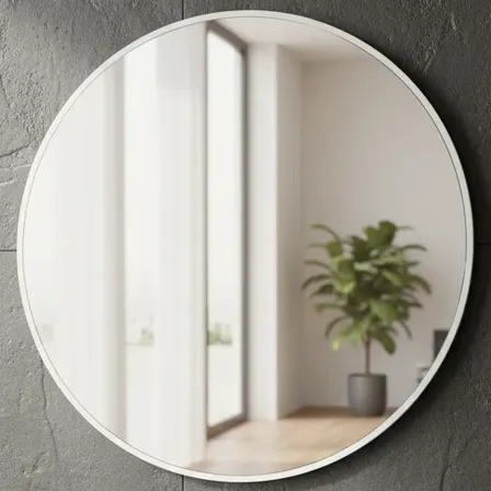 Espejo De Pared Redondo Circular 50cm Marco Pvc 4 Colores Blanco