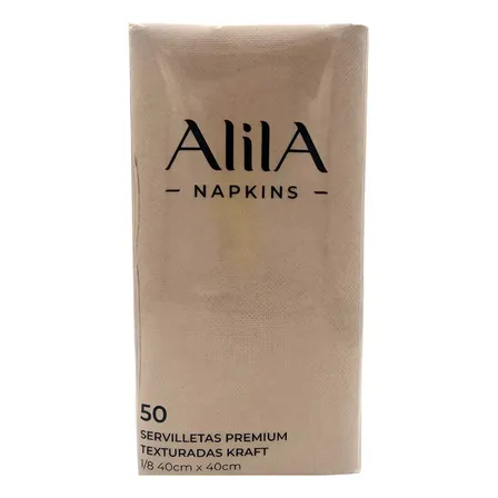 Servilleta Premium Kraft Alila Texturada 1/8 40x40 50un Kraft