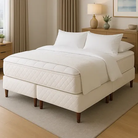 Sommier y Colchón Queen Multiflex de Resortes Europillow 160x200cm Color Blanco