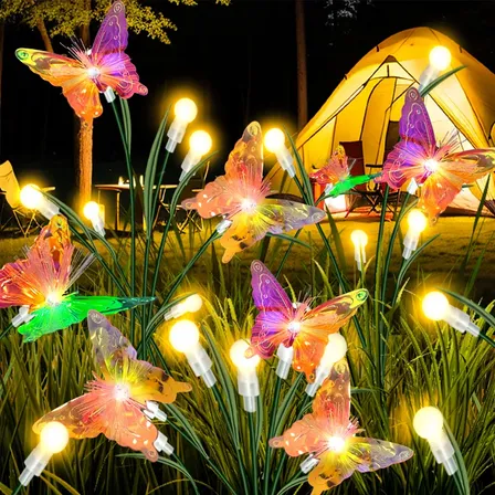 Luz Solar Mariposa Con Estaca 6 Led Jardín