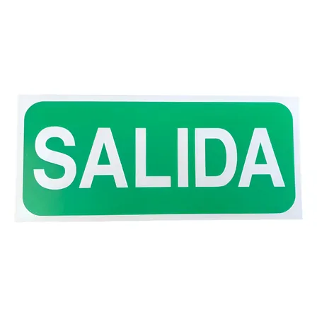 Cartel Salida Plano Plastico 45x20cm Empresa Oficina Negocio Verde