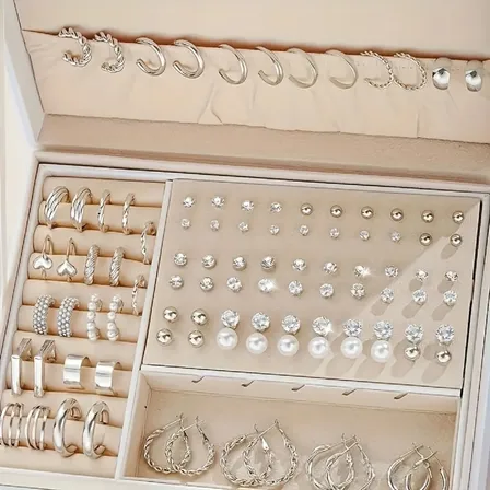 Set Aros Abridores Clásicos X102 Mujer Plateado