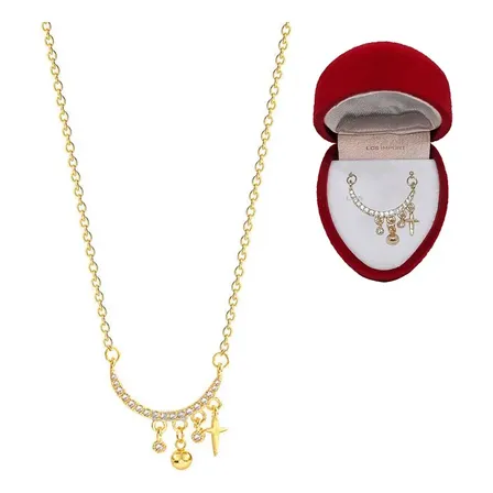 Collar Luna Colgantes Baño Oro 18k Con Estuche Regalo Pana