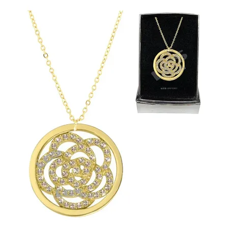 Collar Mandala Flor Baño Oro 18k + Estuche De Regalo