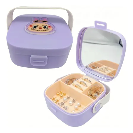 Alhajero Joyero Caja Organizador Joyas Anillos Y Accesorios Violeta