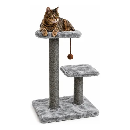Rascador Para Gatos 2 Niveles 66cm Desmontable Camas Polar Gris