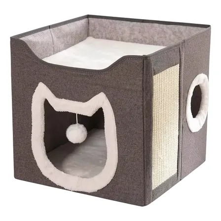 Casa Cama Plegable Para Gatos Mymi Con Rascador Y Pelota