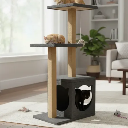 Rascador Gimnasio Torre Para Gatos Los Michi Modelo 3 Beige