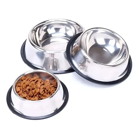 Comedero Perros Acero Inoxidable Antivuelco  22cm Chico Plateado