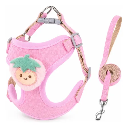 Pechera Con Correa Para Perro Chaleco Peluche Rosa M