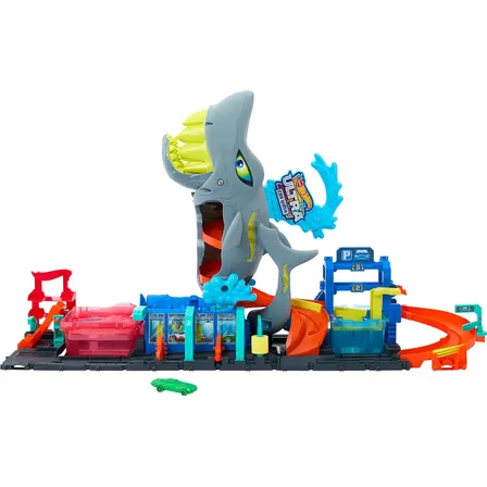 Pista Hot Wheels Mega Rapid Shark Wash City juguete color mate aventura agua diversión segura