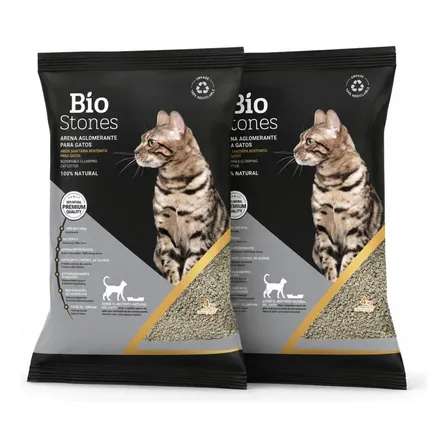 Arena Aglomerante Gatos Biostones Neutra Combo 4 Kg X2