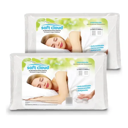 2 Almohadas Inteligentes Viscoelásticas 58x37x10 Con Funda