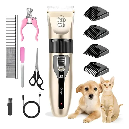 Corta Pelo Maquina Trimmer Para Perros Mascotas Inalambrica Dorado
