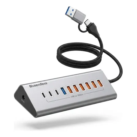 Hub Multipuerto Usb-c 10en1 Usb 3.2 Gen2 10gbps Windows Ios Gris