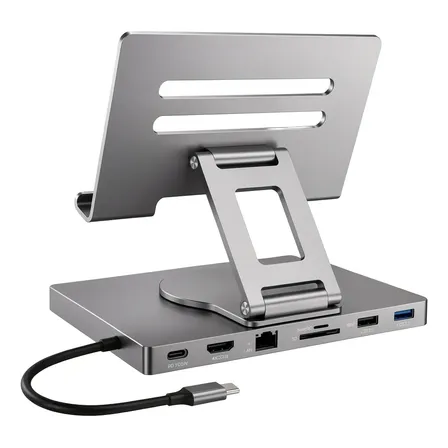 Soporte Hub Usb-c 7 En 1 Notebook Tablet Ajustable Aluminio