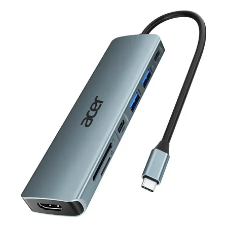 Hub USB Multipuerto Acer 7 en 1 Para USB-C con HDMI 4K y Carga PD 100W