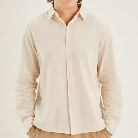 Camisa Lino Jack Airborn Beige Liso Xxl