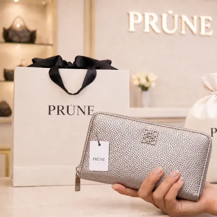Prune - Billetera Grande De Cuero Prune Mint Mujer Plateado