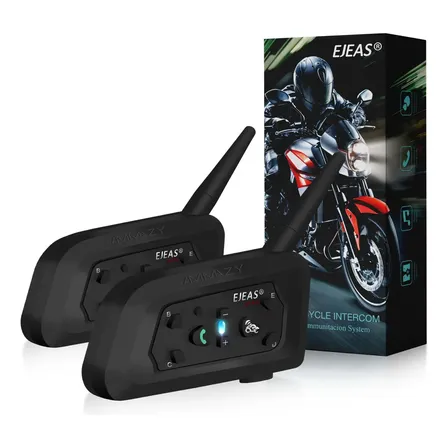 2 Intercomunicadores V6-PRO+ para Casco de Moto con Bluetooth marca Ejeas