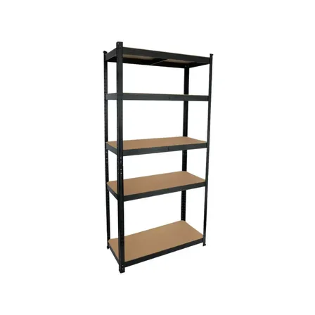 Estanteria De Metal 5 Estantes Altura Ajustable MDF Sin Tornillos 90x40x180 175kg Total Para Hogar Comercial Color Negro