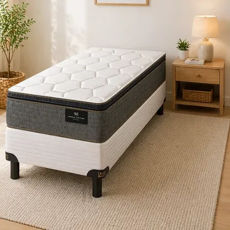 Sommier + Colchon 1 1/2 Plaza 100x200 King Koil Finesse Blanco/negro