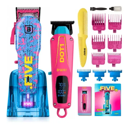Máquina De Cortar Pelo Patillera Bway Clipper Five & Trimmer Dot Con Accesorios Premium