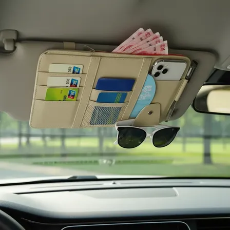 Organizador Auto Visera Parasol Multiples Bolsillos Cuerina