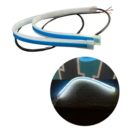 Kit Tiras Led Drl Flexibles Blanco+ambar 30cm Flexible