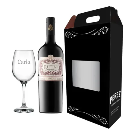 Kit Regalo Vino Rutini Cabernet Malbec 750ml + Copa