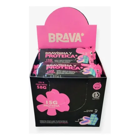 Barritas Proteicas Brava Cacao 15g Proteína X12u Sin Tacc