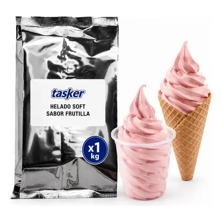 Premezcla Polvo Para Helado Soft Tasker X1kg Frutilla