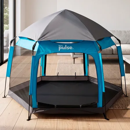 Corralito Bebe Plegable Pulse Autoarmable Azul Liso