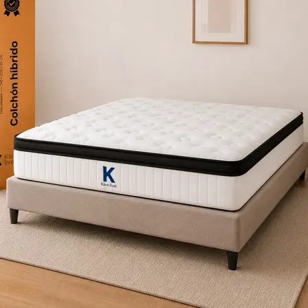 Colchon 2 Plazas Euro Top 140x200x25cm Resorte Pocket 630 Borde Reforzado Memory Foam Firme Hasta 300kg Un Solo Lado Alta Compresion Ortopedico Eco-friendly En Caja Blanco KL-Aureo Känn Livet