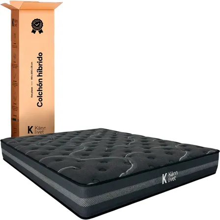 Colchon 2 Plaza 140x200x25 Resortes Independientes 704 Tight Top Memory Foam Gel Firme Envasado al Vacio Ortopedico Eco-friendly En Caja One Side Negro KL-Eterna Känn Livet