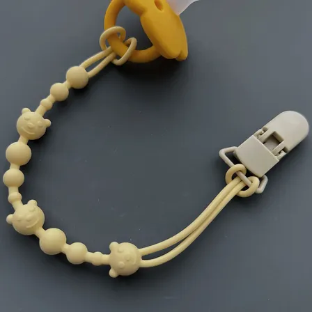 Cadenita Porta Chupete De Silicona Con Clip Para Bebé Golden
