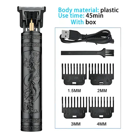 Cortadora de Pelo VINTAGE T9 Inalámbrica con 4 Peines para Barba y Bigote