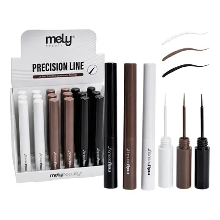 Delineador Liquido Ojos Trazo Preciso Pincel Fino Mely Marrón Claro Mate