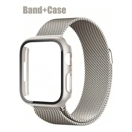 Malla Metálica Magnética Con Funda Para Apple Starlight 41 Mm