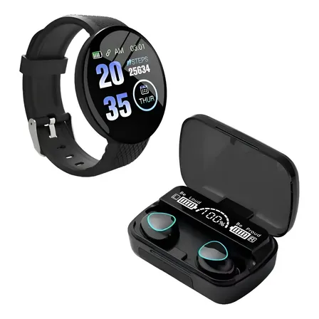 Auriculares Inalámbricos In Ear Bluetooth M10 Y Reloj D18 Negro